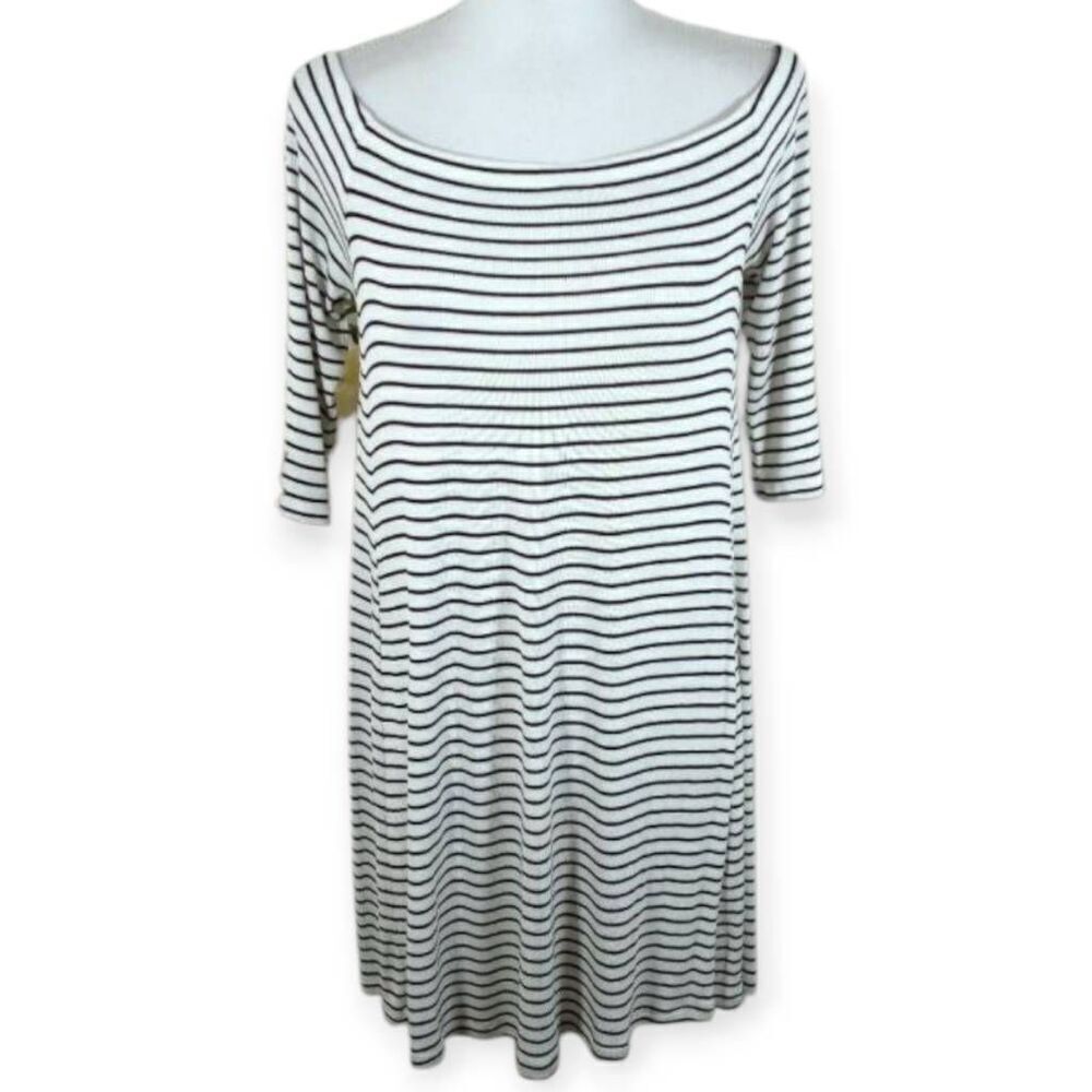 OLD NAVY WHITE & BLACK STRIPE DRESS SZ.M EUC.